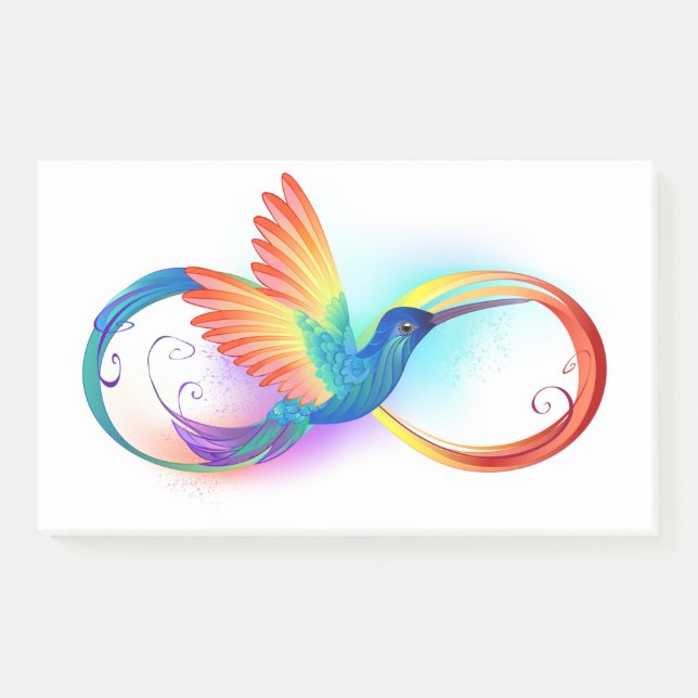Bloco De Notas Arco-íris Hummingbird com símbolo Infinito (Frente)