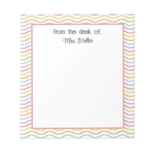 Bloco De Notas Arco-Íris ondulado personalizado da mesa de...