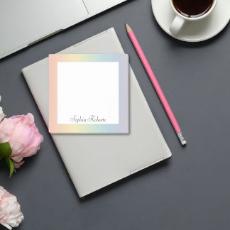 Bloco De Notas Arco-íris Pastel Nome Personalizado
