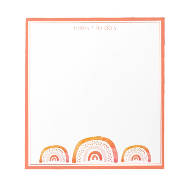 Bloco De Notas Arco-íris Personalizado de Aquarela Laranja Fofa F (Frente)