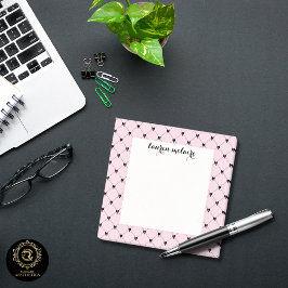 Bloco De Notas Arco Personalizado Rosa e Preto Script