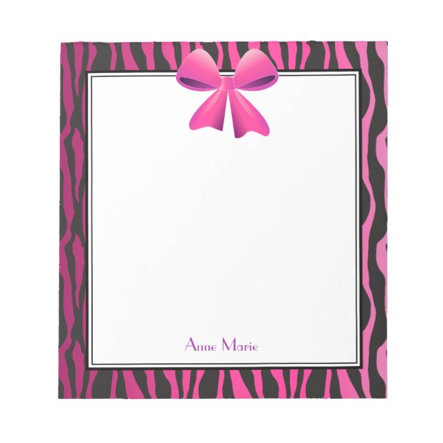Bloco De Notas Arco rosa com faixas de zebra pretas (Frente)