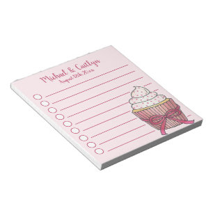 Bloco De Notas Arco rosa Cupcake borra Chá de panela bebê