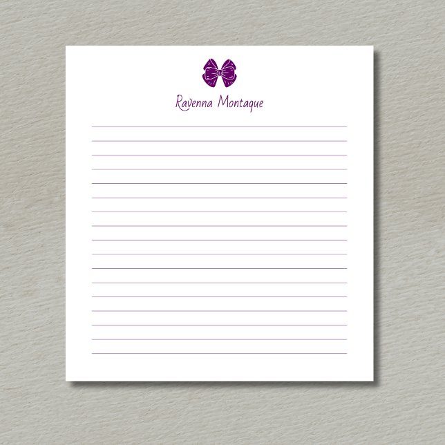 Bloco De Notas Arco Roxo Ameixa Simples Script Nome Personalizado (Criador carregado)
