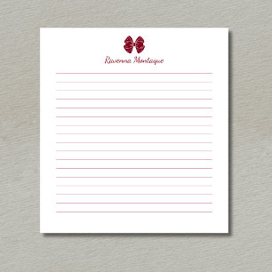 Bloco De Notas Arco Simples Borgonha Escrito Nome Personalizado L