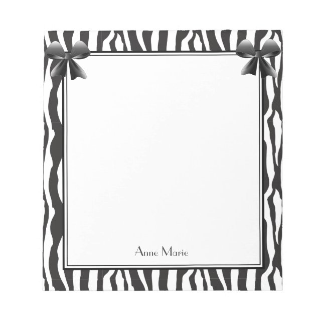 Bloco De Notas Arcos Pretos com Padrão de Faixa de Zebra Preta (Frente)