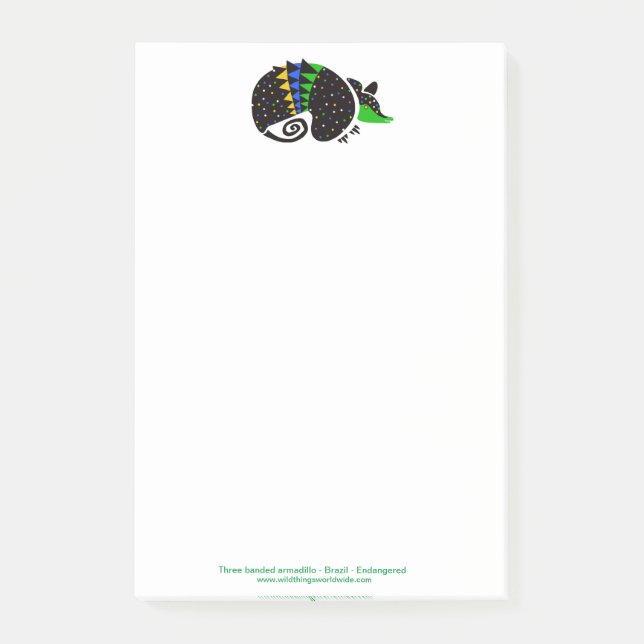 Bloco De Notas ARMADILLO, três banidos legal - Animal em perigo - (Frente)