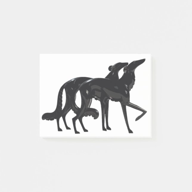 Bloco De Notas Art Deco Borzoi Duo Preto (Frente)
