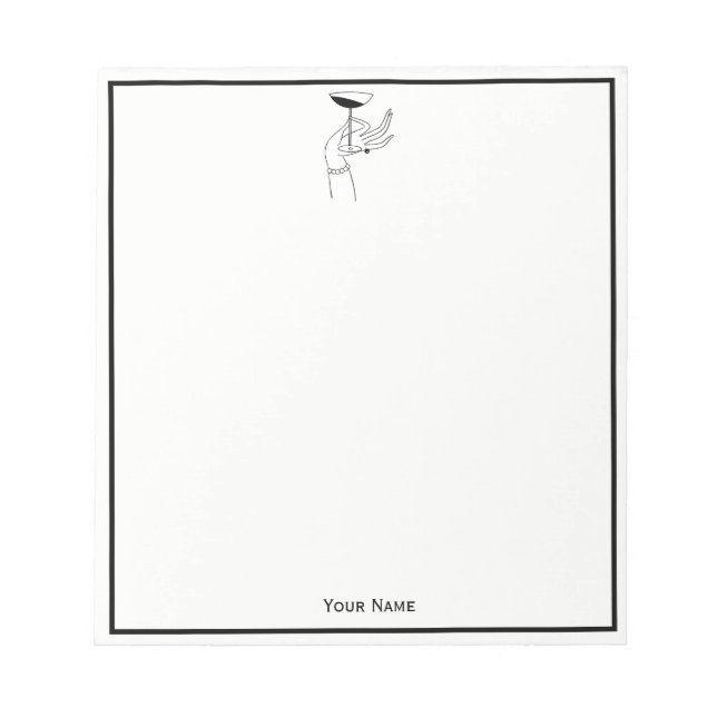 Bloco De Notas Art Deco Lady segurando vidro de champanhe (Frente)