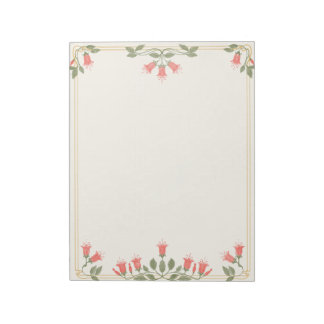 Bloco De Notas Art Nouveau Fuchsia Floral Border Notepad