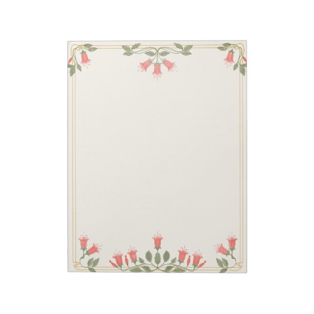 Bloco De Notas Art Nouveau Fuchsia Floral Border Notepad (Invertido)
