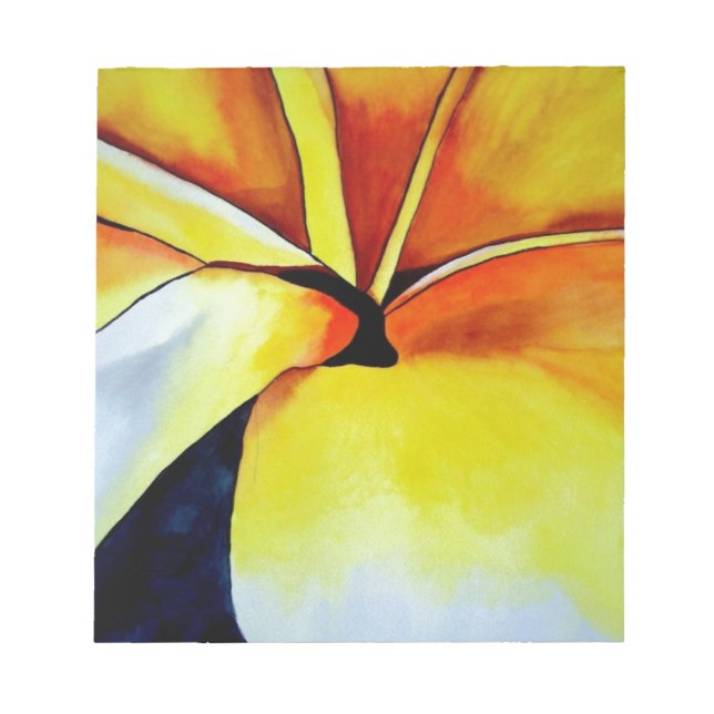 Bloco De Notas Arte abstrata em aquarela da flor tropical Frangip (Frente)