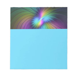 Bloco De Notas Arte abstrata fractal moderna colorida com azul