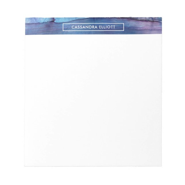 Bloco De Notas Arte abstrata líquida com tinta alcoólica azul e r (Frente)