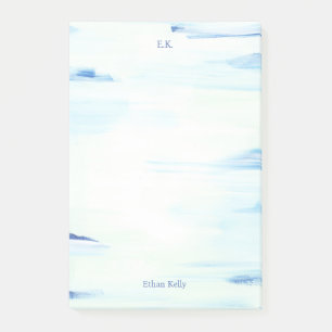 Bloco De Notas Arte Abstrata Oceano Azul Nome Personalizado