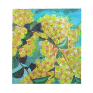 Bloco De Notas Arte australiana nativa da flor do Wattle amarelo