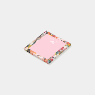Bloco De Notas Arte Botânico Moderno Abstrato Rosa
