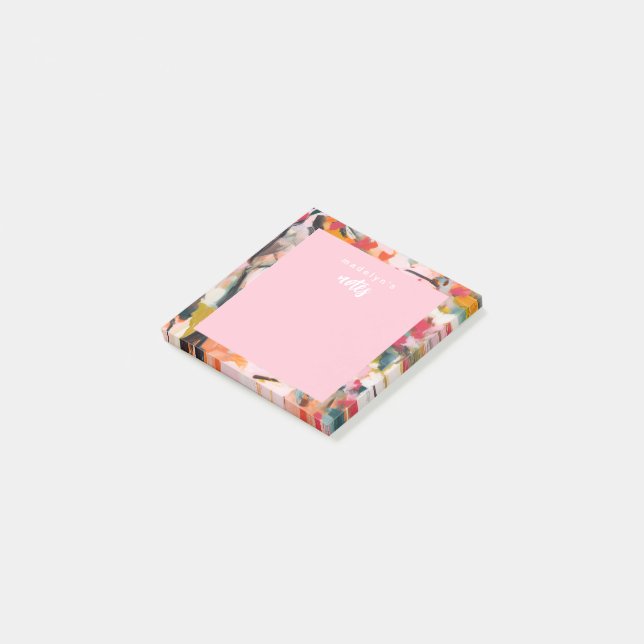 Bloco De Notas Arte Botânico Moderno Abstrato Rosa (Inclinado)