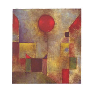 Bloco De Notas Arte Colorida Abstrata Balão Vermelho Paul Klee