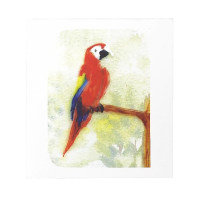 Bloco De Notas Arte Colorida de Macaw Bird (Frente)