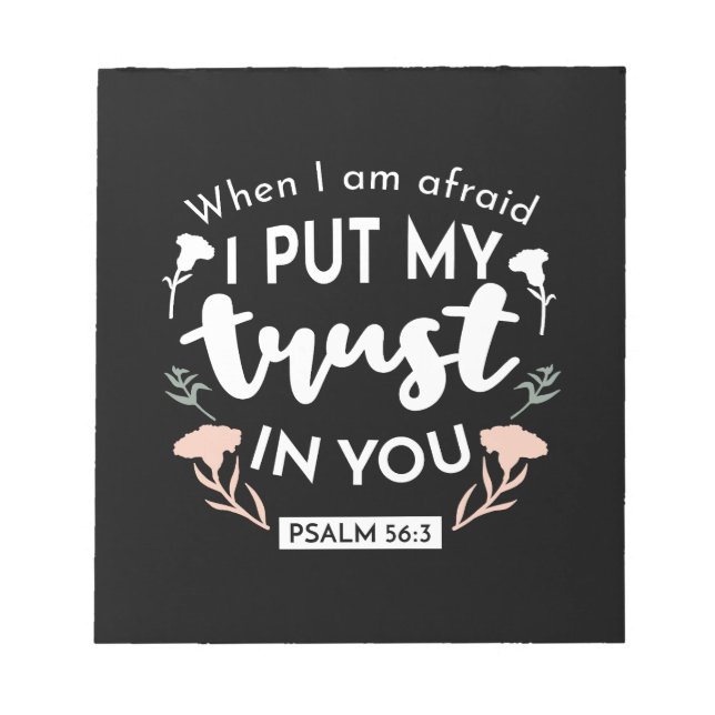 Bloco De Notas Arte Cristã Floral Escura - Salm 56:3 (Frente)