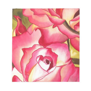 Bloco De Notas Arte da aguarela do rosa do rosa de Hannah Gordon