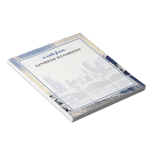 Bloco De Notas Arte de Aquarela da Austrália com Melbourne Person (Inclinado)