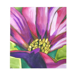 Bloco De Notas Arte de aquarela de margarida africana roxa