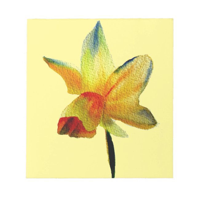 Bloco De Notas arte de aquarela Narciso Amarelo Flor de Primavera (Frente)