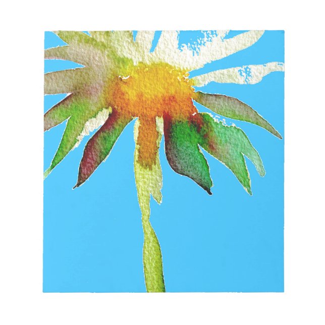 Bloco De Notas Arte de flor moderna Daisy Blue (Frente)