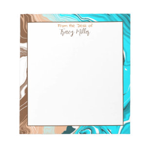 Bloco De Notas Arte de Fluido Marinho Azul e Marrom Personalizada