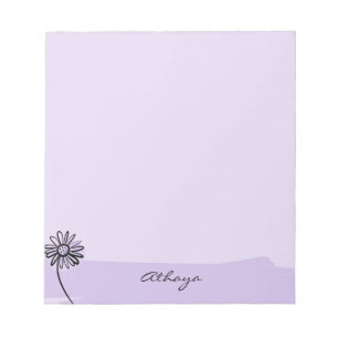 Bloco De Notas Arte de Linha de Margarida Roxa Personalizada