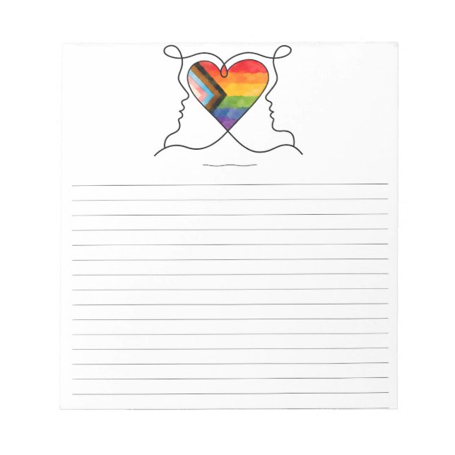 Bloco De Notas Arte de Linha do Coração Orgulho Progresso (Frente)