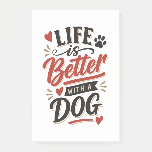 Bloco De Notas Arte de Parede para Amantes de Cachorros - A Vida  (Frente)