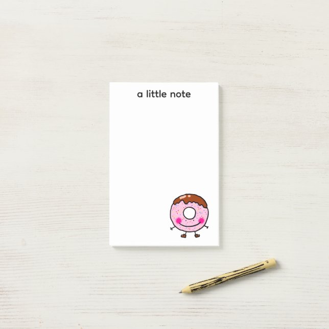 Bloco De Notas Arte de Personagem de Donut Sorridente com Confeit (Na mesa)