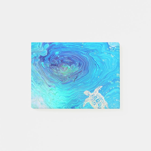 Bloco De Notas Arte do fluxo da tartaruga de mar (Frente)