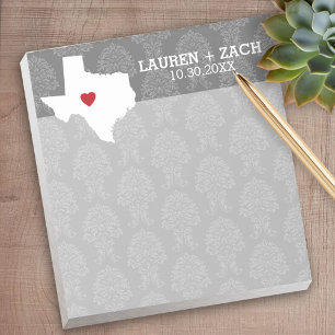 Bloco De Notas Arte do mapa do estado de origem - Texas Wedding
