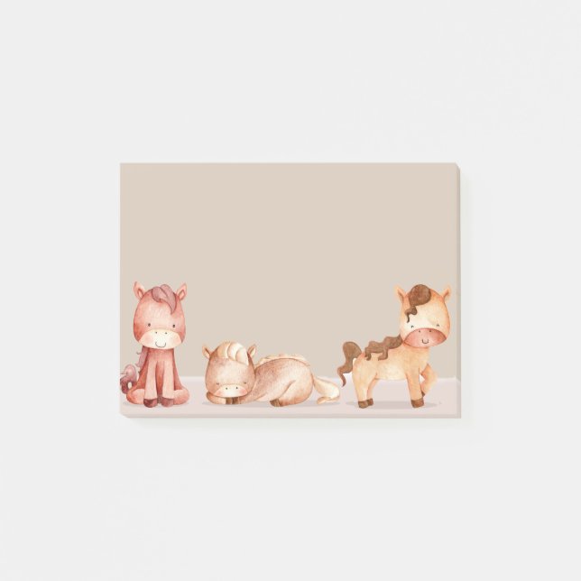 Bloco De Notas Arte em Forma de Pedra de Cavalos de Aquarela (Frente)