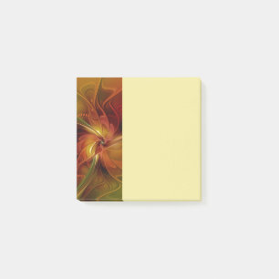 Bloco De Notas Arte Floral Fractal Abstrata Vermelho Laranja Marr