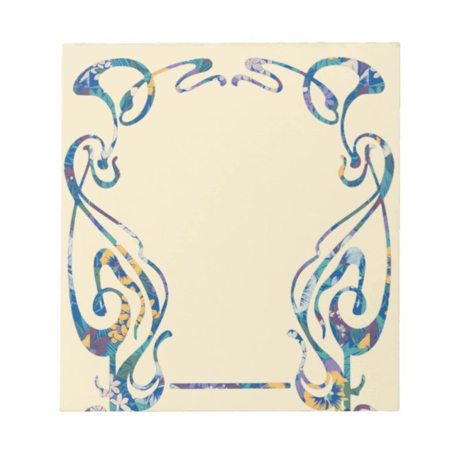 Bloco De Notas Arte floral nouveau quadro Notepad (Frente)