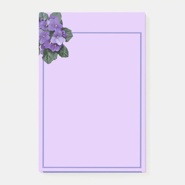 Bloco De Notas Arte Floral Violeta Roxa Africana (Frente)
