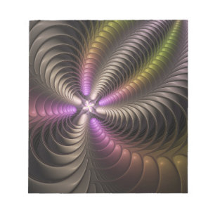 Bloco De Notas Arte Fractal 3D Colorida abstrato brilhante