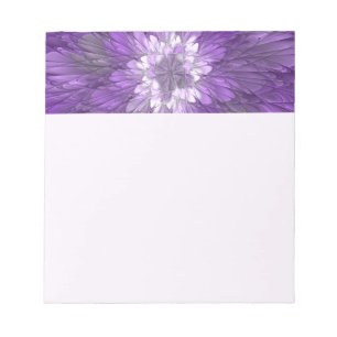 Bloco De Notas Arte fractal abstrata de flor roxa psicodélica