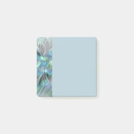 Bloco De Notas Arte fractal de fantasia de borboleta azul verde a
