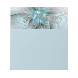 Bloco De Notas Arte fractal de fantasia de borboleta azul verde a