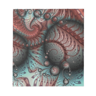 Bloco De Notas Arte fractal de fantasia vívida abstrata marrom az