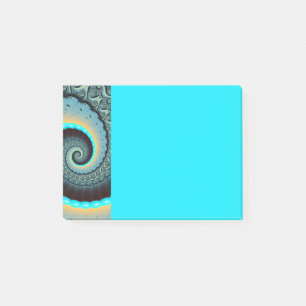 Bloco De Notas Arte fractal espiral abstrata azul-turquesa laranj
