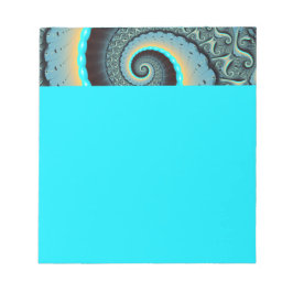 Bloco De Notas Arte Fractal Espiral Azul Turquesa Abstrato Laranj