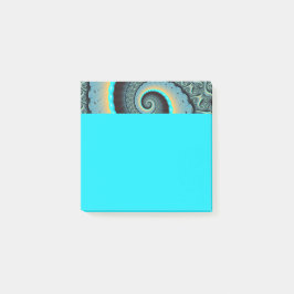 Bloco De Notas Arte fractal espiral azul turquesa laranja abstrat