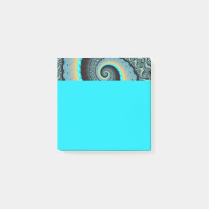 Bloco De Notas Arte fractal espiral azul turquesa laranja abstrat